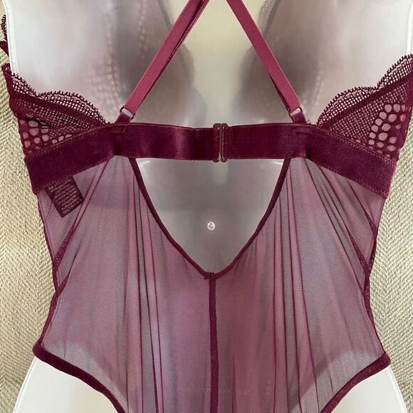 Victoria’s Secret Burgundy Bodysuit Lingerie L - Picture 5 of 9